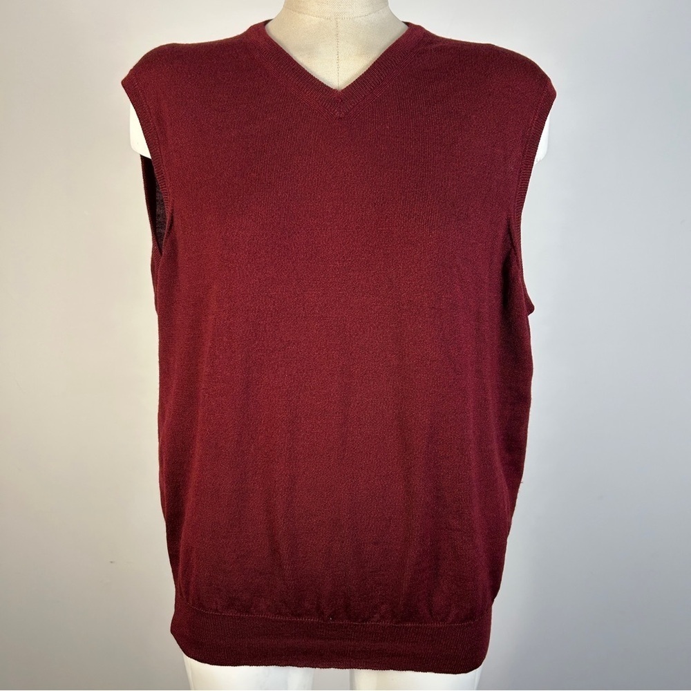 ❤️DALMINE Italy Merino Wool Sweater Vest Burgundy Red 52 Old Money Grandpacore